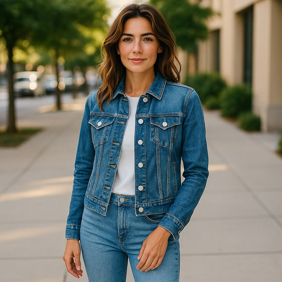 Gap Denim Jacket Womens XS Blue Jean Fitted Button Up Pockets Chore Y2K 80's - Picture 1 of 11